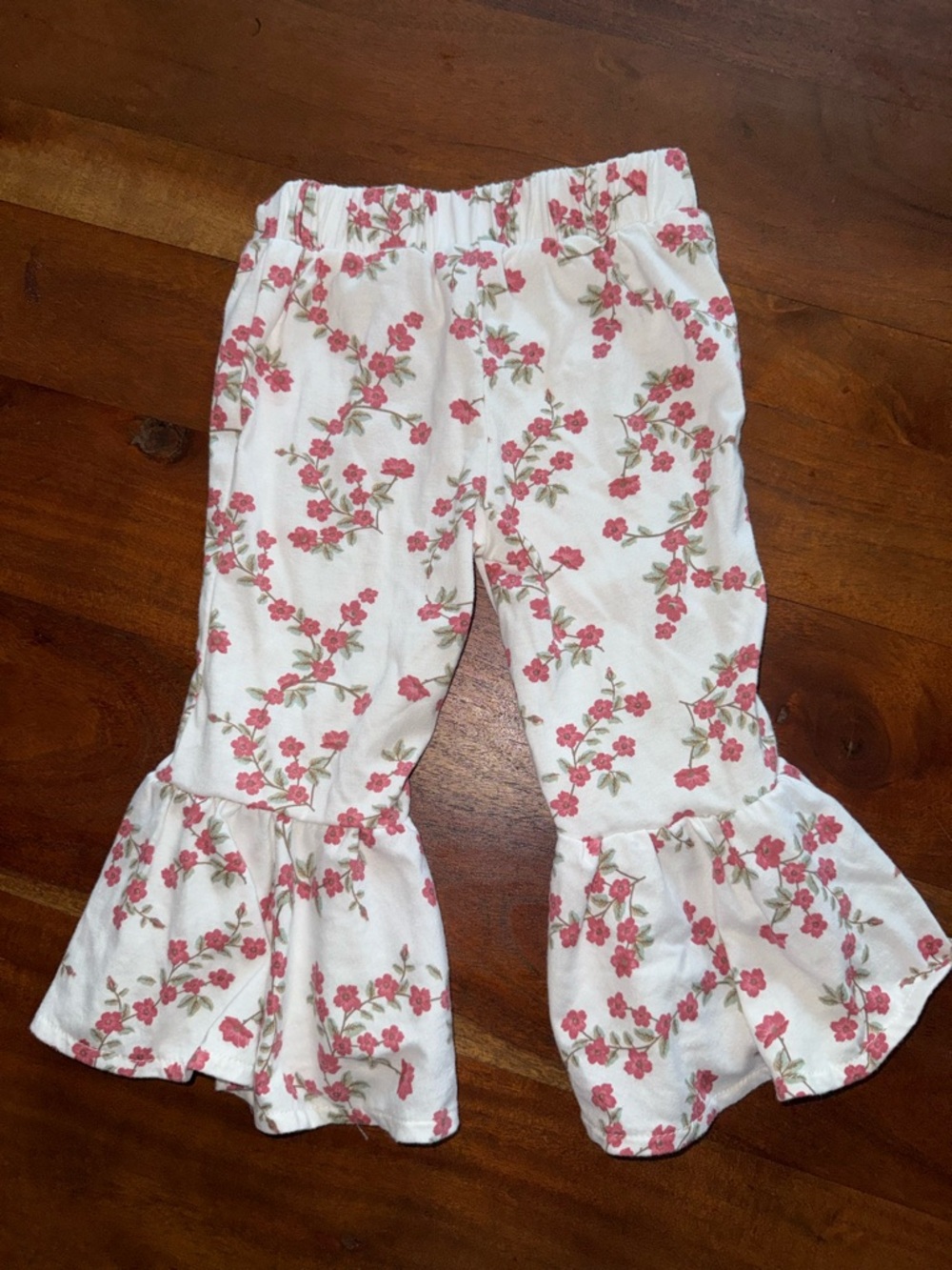 Baby Essentials White Floral Ruffle Hem‎ Pants